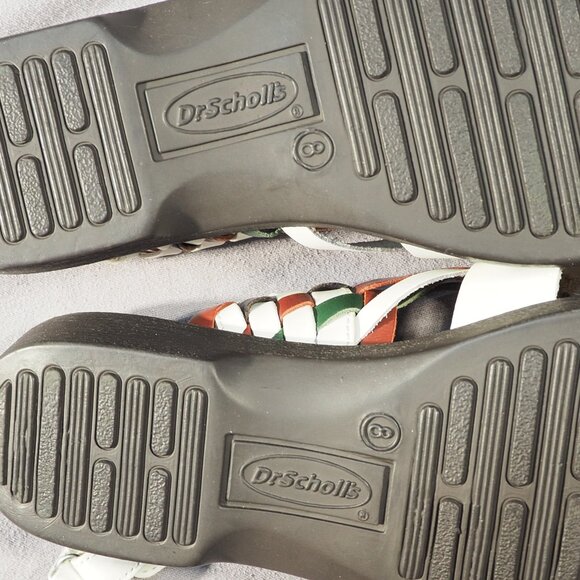 Dr Scholls Sandals Womens Size 8 M White Aztec Southwest Comfort Shoe Leather - Picture 2 of 13
